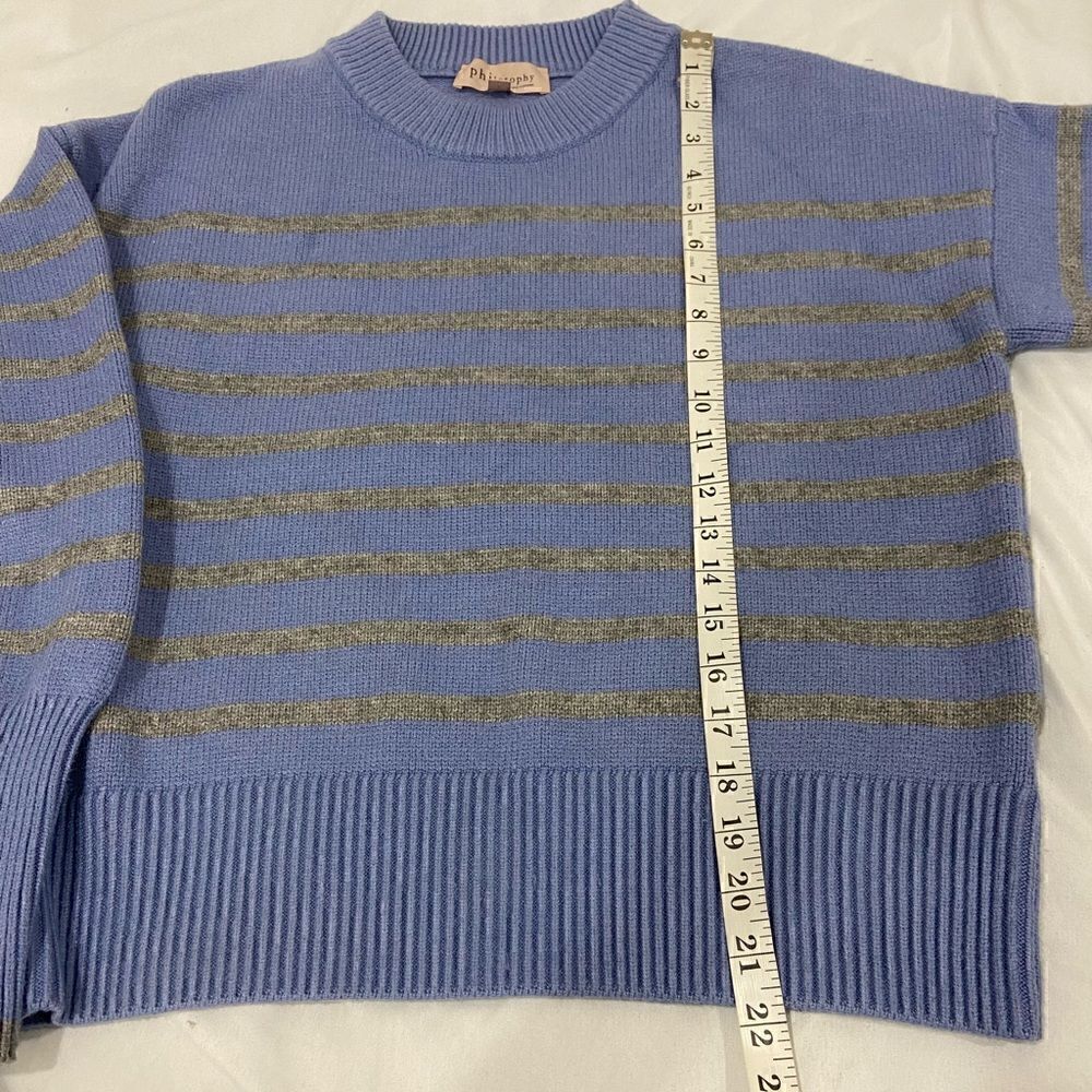 Philosophy Republic Clothing women’s blue sweater gray stripes size small - Picture 9 of 10